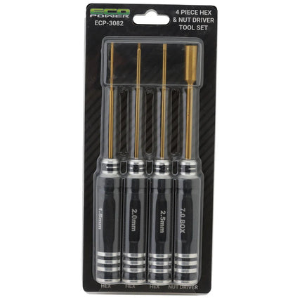EcoPower 4-Piece Metric Hex & Nut Driver Tool Set (1.5, 2.0, 2.5mm/7mm) ECP3082