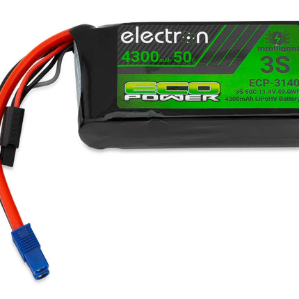 EcoPower "Electron" 3S 50C Intelligent HV LiPo Battery w/EC3 Connector (11.4V/4300mAh) (Axial™ 1/10 vehicles) ECP-3140