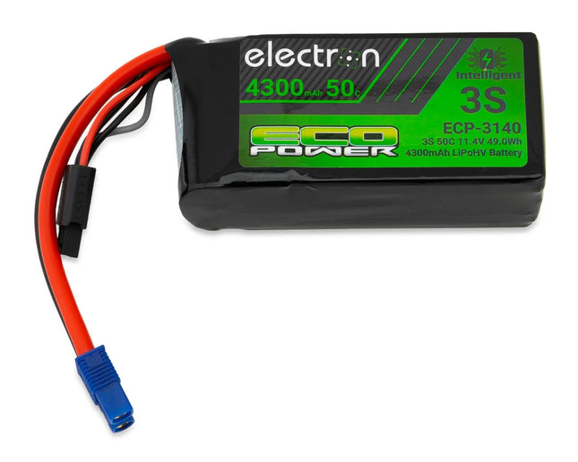 EcoPower "Electron" 3S 50C Intelligent HV LiPo Battery w/EC3 Connector (11.4V/4300mAh) (Axial™ 1/10 vehicles) ECP-3140