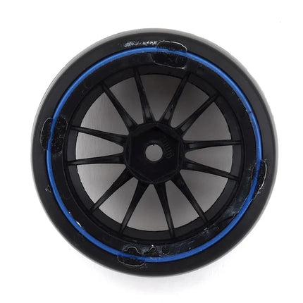Firebrand RC Char D29B Pre-Mounted 2-Piece Slick Drift Tires (4) (Black/Blue) w/D2 Tires, 12mm Hex & 9mm Offset FBR99594