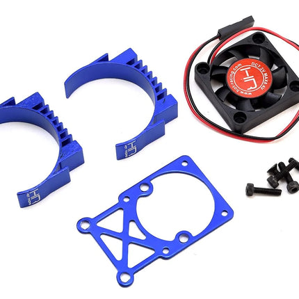 Hot Racing MH550TE06 Clip-On Two-Piece Motor Heat Sink w/Fan (Blue) HRAMH550TE06