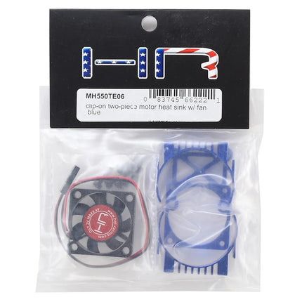 Hot Racing MH550TE06 Clip-On Two-Piece Motor Heat Sink w/Fan (Blue) HRAMH550TE06