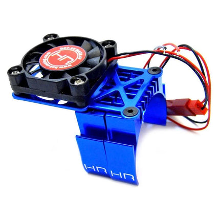 Hot Racing MH550TE06 Clip-On Two-Piece Motor Heat Sink w/Fan (Blue) HRAMH550TE06