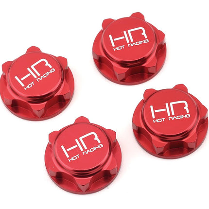 Hot Racing NRO10N02 17mm Serrated Dirt Shield Closed Wheel Nuts (Red) (4) HRANRO10N02
