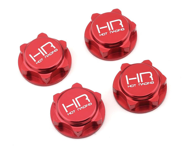 Hot Racing NRO10N02 17mm Serrated Dirt Shield Closed Wheel Nuts (Red) (4) HRANRO10N02