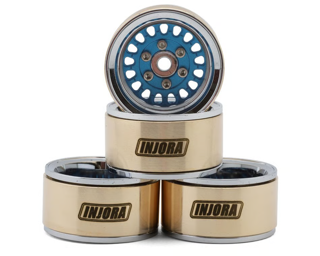 Injora 1.0" ModuWheel Brass & Aluminum Micro Crawler Beadlock Wheels (Various Colors) (4) (21g ea) (-4.4mm Offset)