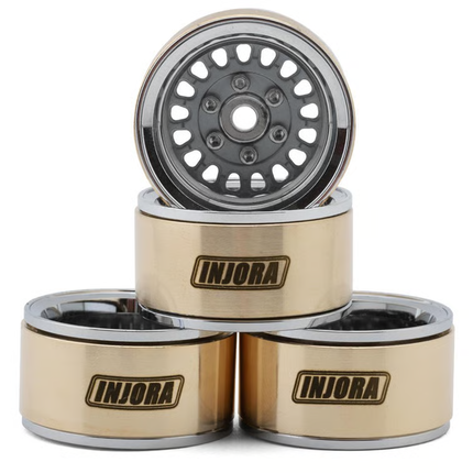 Injora 1.0" ModuWheel Brass & Aluminum Micro Crawler Beadlock Wheels (Various Colors) (4) (21g ea) (-4.4mm Offset)