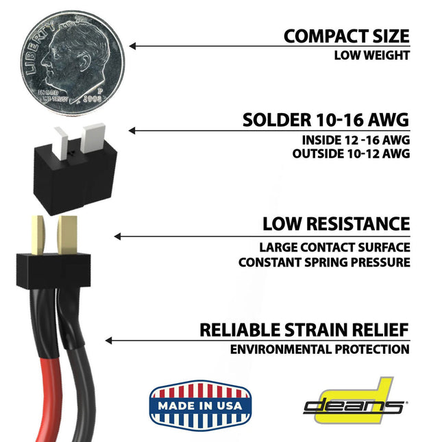 Ultra Plug HB, High Temp, Black, Male 2-Pack, with 3/16" Heat Shrink, for 12-16 Gauge Wire WSD1311