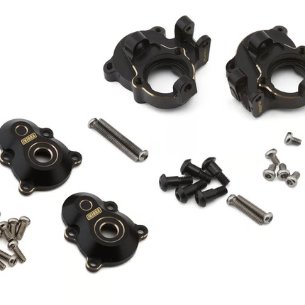 Injora Redcat Ascent-18 Brass Portal Covers & Steering Knuckles Set (Black) (72g Total Weight) (Apex/Scout II Brushless) INJASC18-27-28
