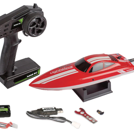 Rage RC LightWave Electric Micro RTR Boat; Red RGRB1133