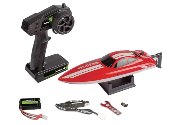 Rage RC LightWave Electric Micro RTR Boat; Red RGRB1133