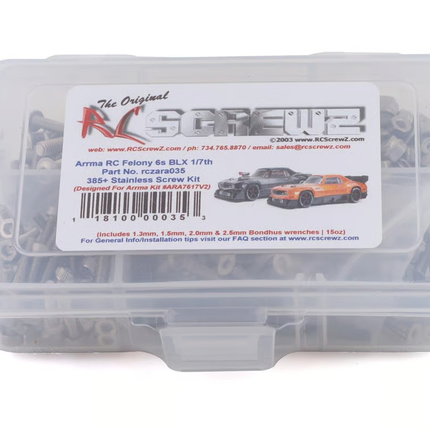 RC Screwz Arrma Felony 6S BLX Stainless Steel Screw Kit RCZARA035
