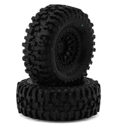 JConcepts 4066-32412 Tusk 1.0" Pre-Mounted Tires w/Shuttle Wheels (2) (2.25”) (Green) for Traxxas TRX-4M JCO4066-32412