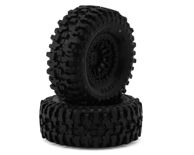 JConcepts 4066-32412 Tusk 1.0" Pre-Mounted Tires w/Shuttle Wheels (2) (2.25”) (Green) for Traxxas TRX-4M JCO4066-32412