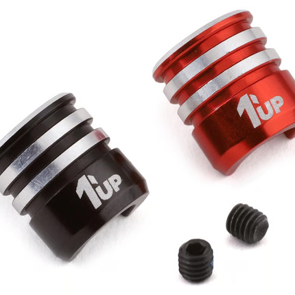 1UP Racing Heatsink Bullet Plug Grips (Black/Red) (Fits LowPro Bullet Plugs) 1UP190434
