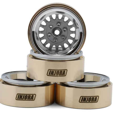 Injora 1.3" ModuWheel Brass & Aluminum Micro Crawler Beadlock Wheels (Grey) (4) (40.5g ea) (-4.05mm Offset) INJYQW-MW1316GL