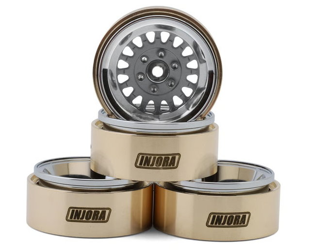Injora 1.3" ModuWheel Brass & Aluminum Micro Crawler Beadlock Wheels (Grey) (4) (40.5g ea) (-4.05mm Offset) INJYQW-MW1316GL