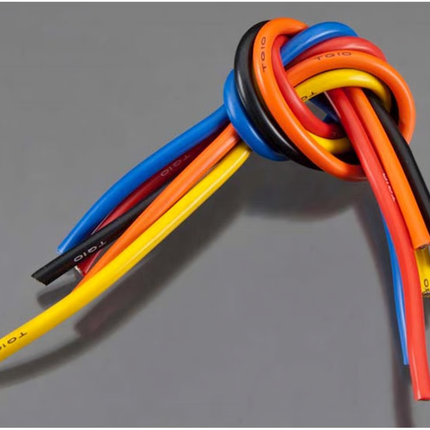 TQ Wire TQ1105 Silicone Wire Pack (5) (1 Each) (10AWG) (Black, Red, Blue, Yellow, Orange) TQW1105