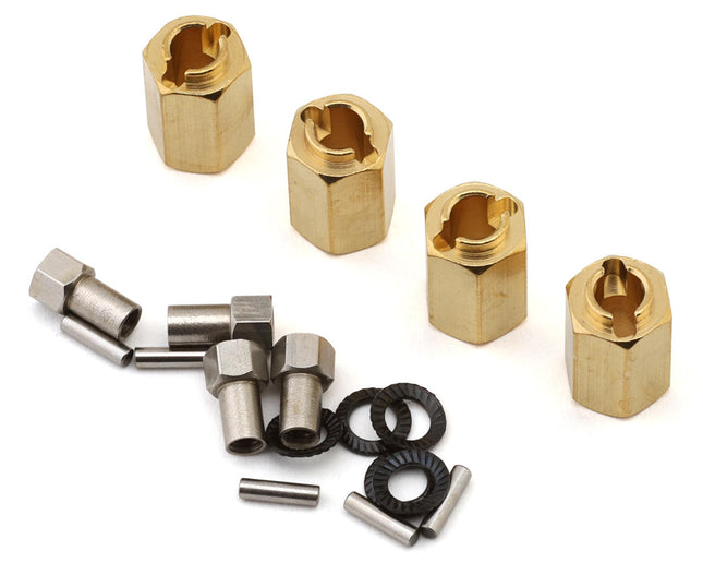 Injora 4M-02-10 Redcat Ascent-18 Brass Wheel Hex Adapters (Gold) (4) (3g ea) (10mm Offset) INJ4M-02-10
