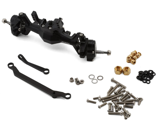 Injora 4M-104BKF Aluminum Diamond Lay Down Servo Portal Axle Set for Traxxas® TRX-4M® w/Steering Links (Black) (+5mm) INJ4M-104BKF