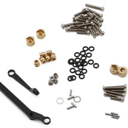 Injora 4M-104BKFR Aluminum Diamond Front & Rear Portal Axles Set for Traxxas® TRX-4M® w/Steering Links (Black) (+5mm) (Lay Down Servo) INJ4M-104BKFR