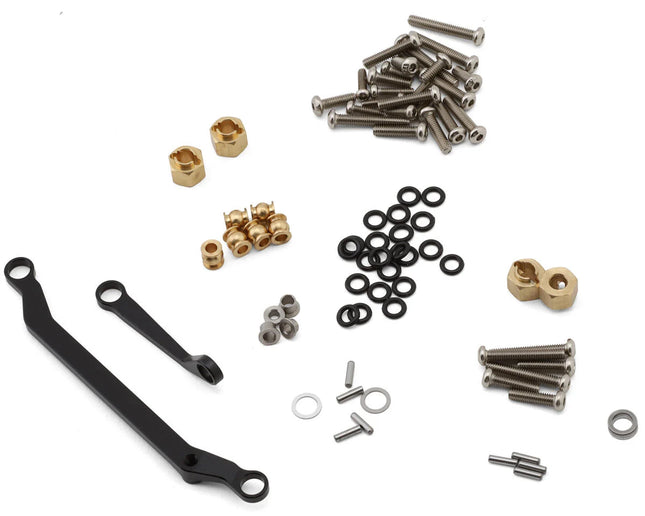 Injora 4M-104BKFR Aluminum Diamond Front & Rear Portal Axles Set for Traxxas® TRX-4M® w/Steering Links (Black) (+5mm) (Lay Down Servo) INJ4M-104BKFR