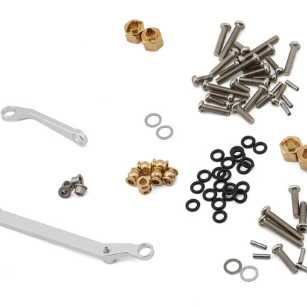 Injora 4M-104SRFR Aluminum Diamond Front & Rear Portal Axles Set for Traxxas® TRX-4M® w/Steering Links (Silver) (+5mm) (Lay Down Servo) INJ4M-104SRFR