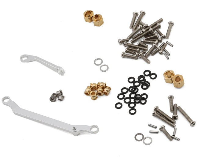 Injora 4M-104SRFR Aluminum Diamond Front & Rear Portal Axles Set for Traxxas® TRX-4M® w/Steering Links (Silver) (+5mm) (Lay Down Servo) INJ4M-104SRFR