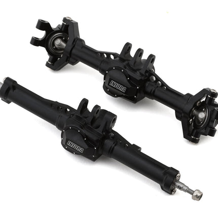 Injora 4M-82-61 Aluminum Front & Rear Straight Axles Set for Traxxas® TRX-4M® w/Steering Links (Black) (+4mm) (Lay Down Servo) INJ4M-82-61