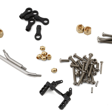 Injora 4M-82-61 Aluminum Front & Rear Straight Axles Set for Traxxas® TRX-4M® w/Steering Links (Black) (+4mm) (Lay Down Servo) INJ4M-82-61