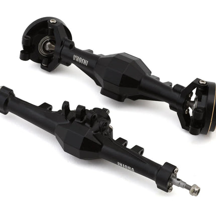Injora 4M-92BRFR Aluminum Diamond Front & Rear Straight Axles Set for Traxxas® TRX-4M® w/Steering Links (Black) (+4mm) (Lay Down Servo) INJ4M-92BRFR