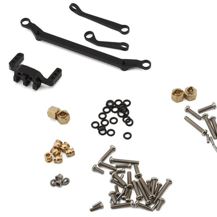 Injora 4M-92BRFR Aluminum Diamond Front & Rear Straight Axles Set for Traxxas® TRX-4M® w/Steering Links (Black) (+4mm) (Lay Down Servo) INJ4M-92BRFR