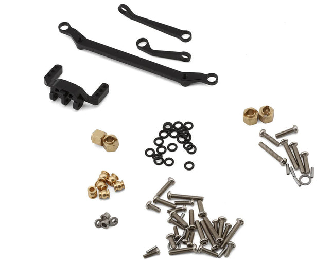 Injora 4M-92BRFR Aluminum Diamond Front & Rear Straight Axles Set for Traxxas® TRX-4M® w/Steering Links (Black) (+4mm) (Lay Down Servo) INJ4M-92BRFR