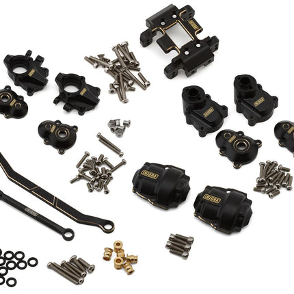 Injora Redcat Ascent-18 5-in-1 Essential Brass Upgrade Parts Combo (Black) (With Rear Portal Covers) INJASC18-034567