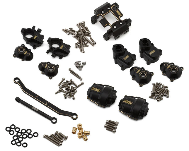 Injora Redcat Ascent-18 5-in-1 Essential Brass Upgrade Parts Combo (Black) (With Rear Portal Covers) INJASC18-034567