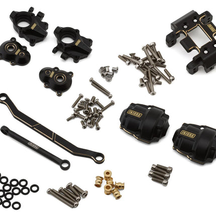 Injora Redcat Ascent-18 4-in-1 Essential Brass Upgrade Parts Combo (Black) (Without Rear Portal Covers) INJASC18-03467