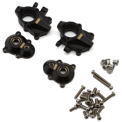 Injora Redcat Ascent-18 Brass Front Portal Covers & Steering Knuckles Set (Black) (42g Total Weight) (Ascent-18/Scout II Brushed) INJASC18-04BK