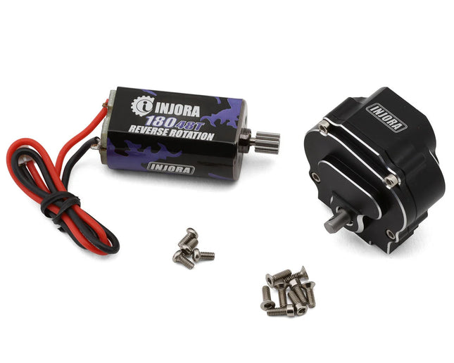 Injora Redcat Ascent-18 CNC-Aluminum Transmission Assembly (13/1 Stock Ratio) w/180 Brushed Motor (48T) INJASC18-14AS-48T