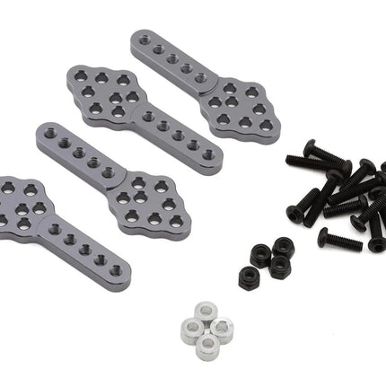 Injora CRAW2017329 CNC Aluminum Adjustable 1/10 Rock Crawler Shock Mount Plates (Grey) (4) INJCRAW2017329