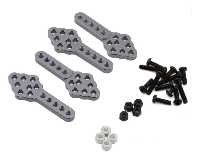 Injora CRAW2017329 CNC Aluminum Adjustable 1/10 Rock Crawler Shock Mount Plates (Grey) (4) INJCRAW2017329