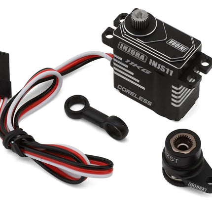 Injora GROM-11BK-INJS11 Aluminum INJS11 High Voltage Micro Servo Set (Grom/NASCAR) w/Aluminum Servo Saver (25T) INJGROM-11BK-INJS11