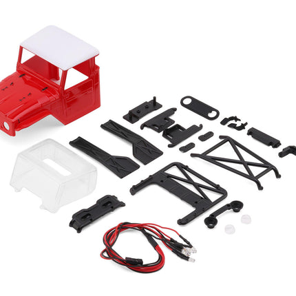Injora IR40-24RD SCX24 IR40-24 Half Truck Pre-Painted Body Set (Red) (133mm Wheelbase) w/Bed Rack & LED Lights INJIR40-24RD