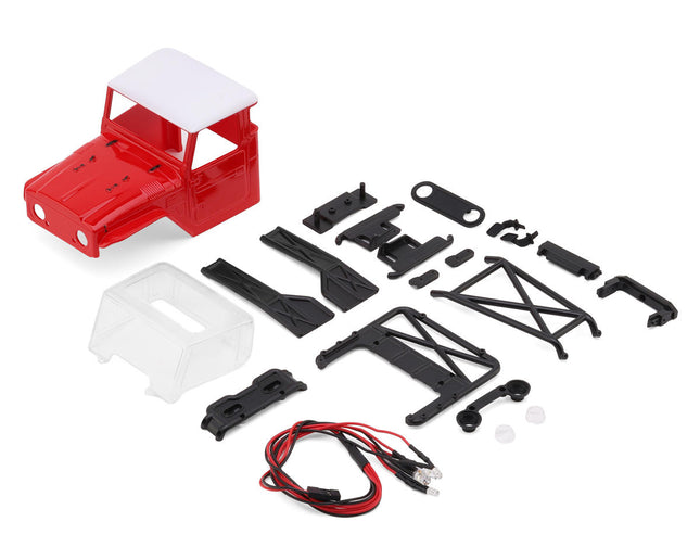 Injora IR40-24RD SCX24 IR40-24 Half Truck Pre-Painted Body Set (Red) (133mm Wheelbase) w/Bed Rack & LED Lights INJIR40-24RD