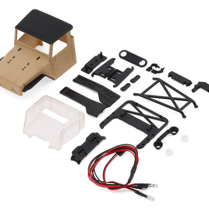 Injora IR40-24YE SCX24 IR40-24 Half Truck Pre-Painted Body Set (Tan) (133mm Wheelbase) w/Bed Rack & LED Lights INJIR40-24YE
