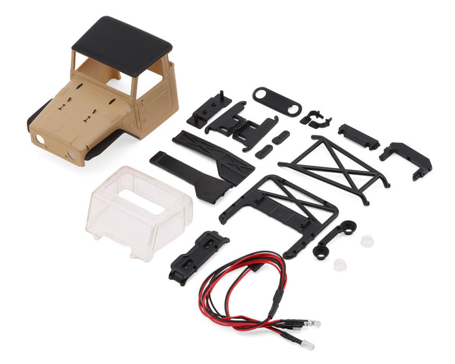 Injora IR40-24YE SCX24 IR40-24 Half Truck Pre-Painted Body Set (Tan) (133mm Wheelbase) w/Bed Rack & LED Lights INJIR40-24YE