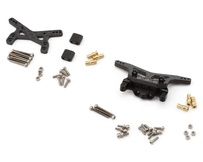 Injora Losi® Micro-B™/T™ Carbon Fiber Front & Rear Shock Tower Set w/Shock Mount Spacers LOS-04FR