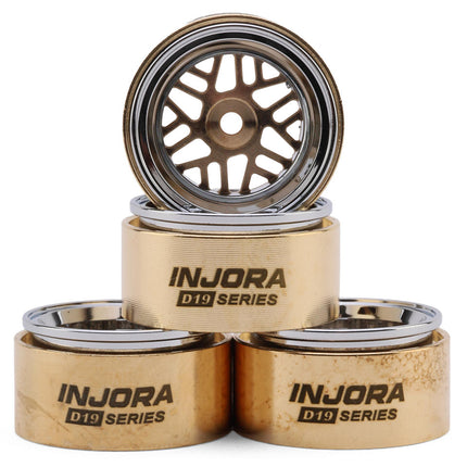 Injora MW7006-19 0.7" D19 ModuWheel Brass & Aluminum Micro Crawler Beadlock Wheels (Gold) (4) (9.4g ea) (-2mm Offset) INJMW7006-19