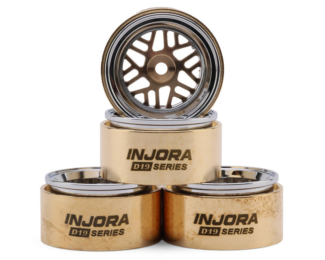 Injora MW7006-19 0.7" D19 ModuWheel Brass & Aluminum Micro Crawler Beadlock Wheels (Gold) (4) (9.4g ea) (-2mm Offset) INJMW7006-19