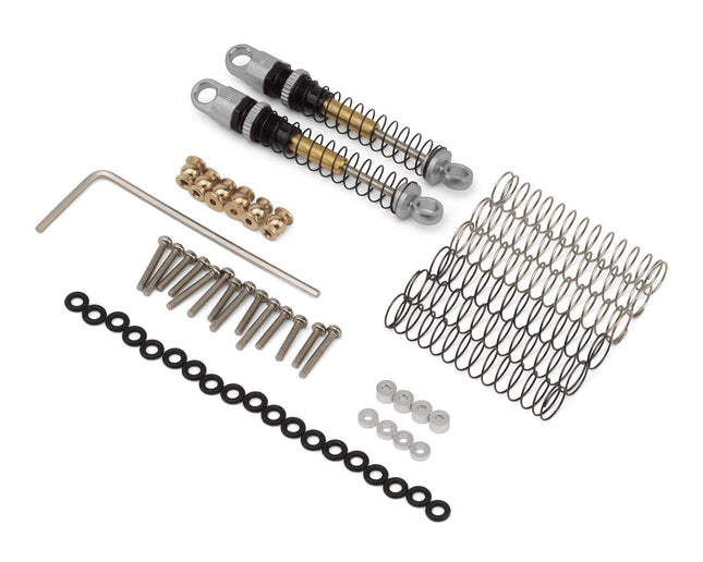 Injora SCX24-27GL-2 Axial SCX24 43mm Aluminum Threaded Double Barrel Long Travel Shocks (Grey) (2) INJSCX24-27GL-2
