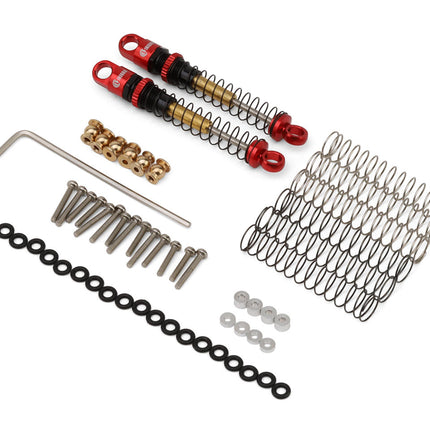 Injora  INJSCX24-27RB-2 Axial SCX24 43mm Aluminum Threaded Double Barrel Long Travel Shocks (Red) (2) INJSCX24-27RB-2
